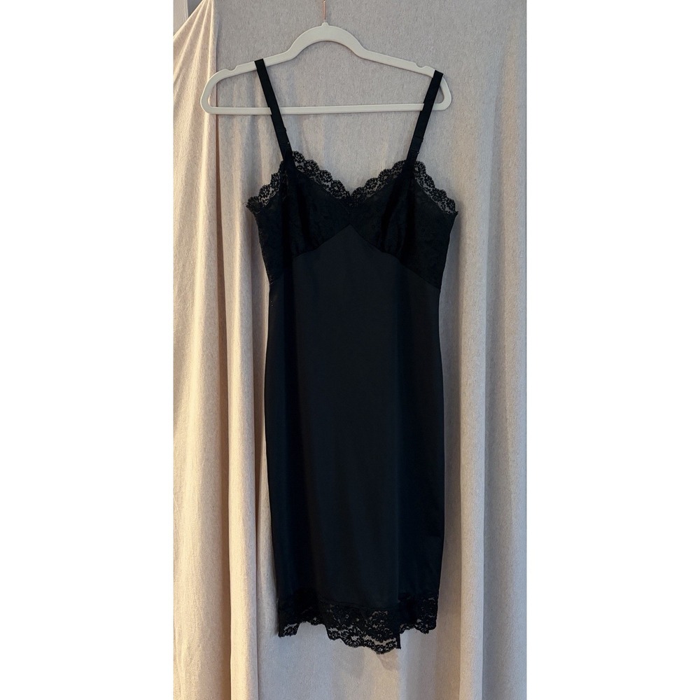 Vintage Adoria 1960's Black Slip With Lace - Approx Size 34 Small